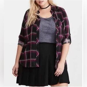 NWOT Torrid Challis Button-Down Long Sleeve Shirt